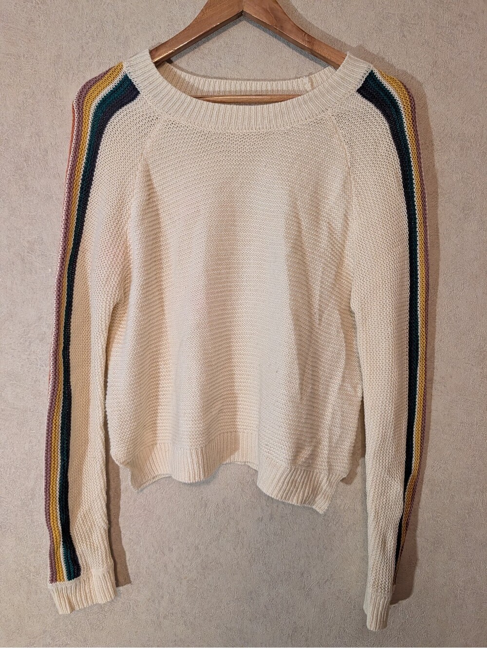ALTARD STATE cream sleeve stripe sweater sz L